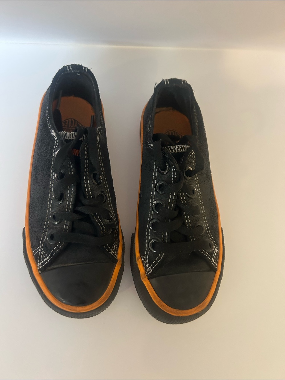 Harley-Davidson Boys Black Orange Low Top Sneakers Size 12